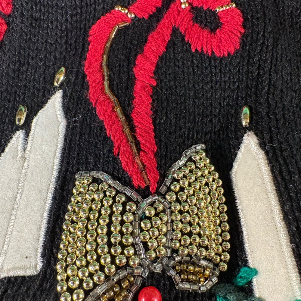 Victoria Jones Woman Black Cardigan with Festive Accents - Picture 9 of 9